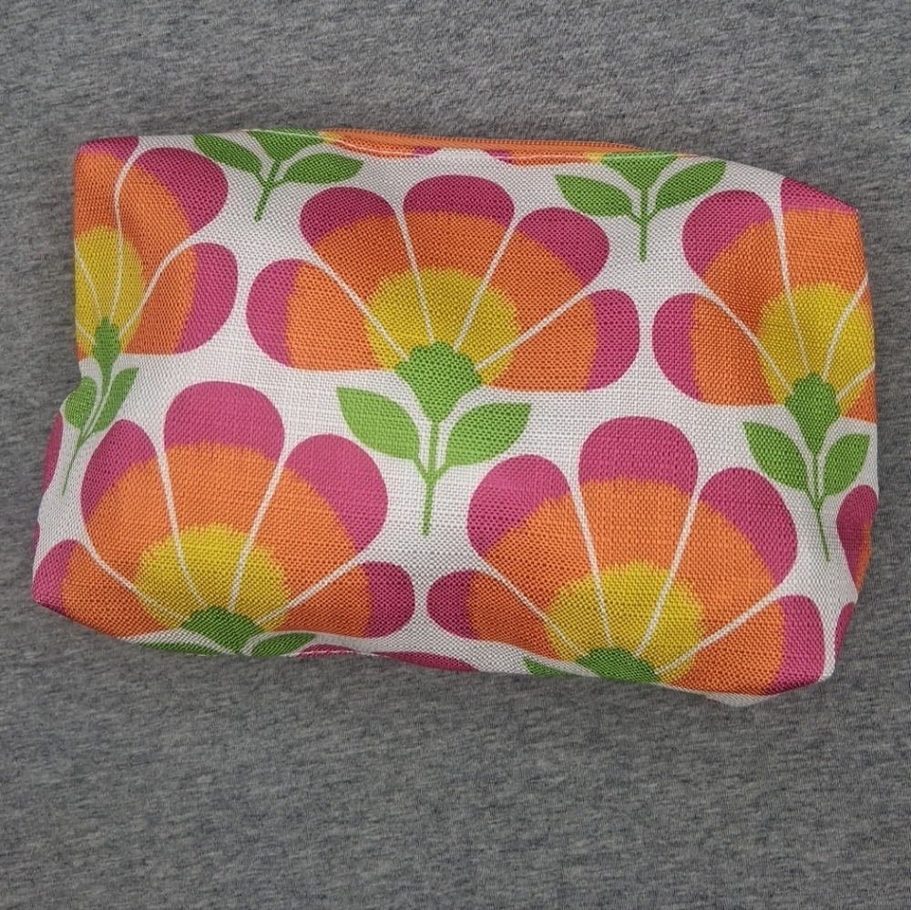 CLINIQUE Floral Print Cosmetic Makeup Bag Zipper Pouch 9.5"x5.5"x2"